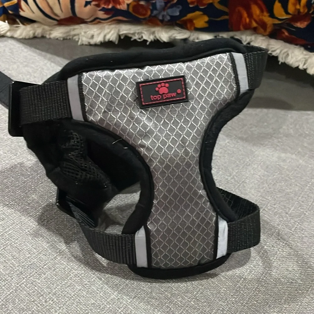Top paw Black and Gray Harness Travel Harness with handles
